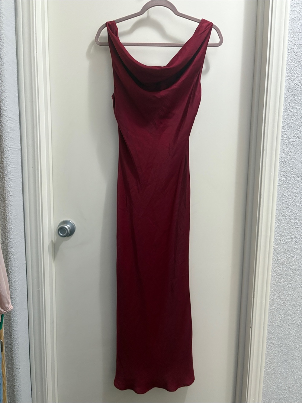 Sadie & Sage Burgundy Cowl Neck Maxi Slip Dress